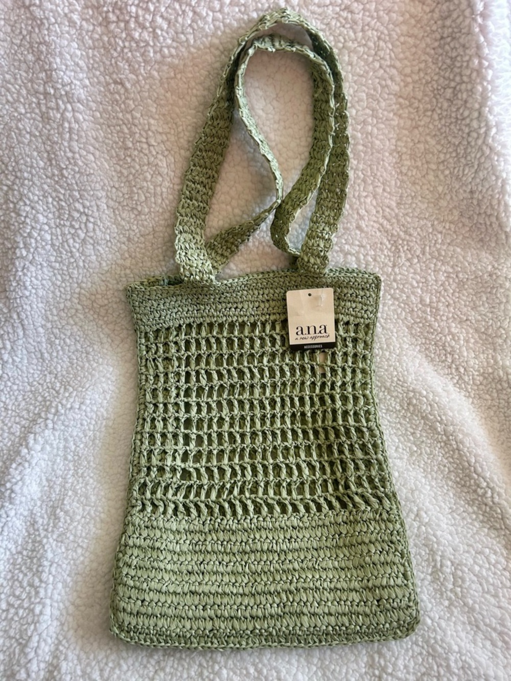 a.n.a. Paper yarn crochet bag Green NEW